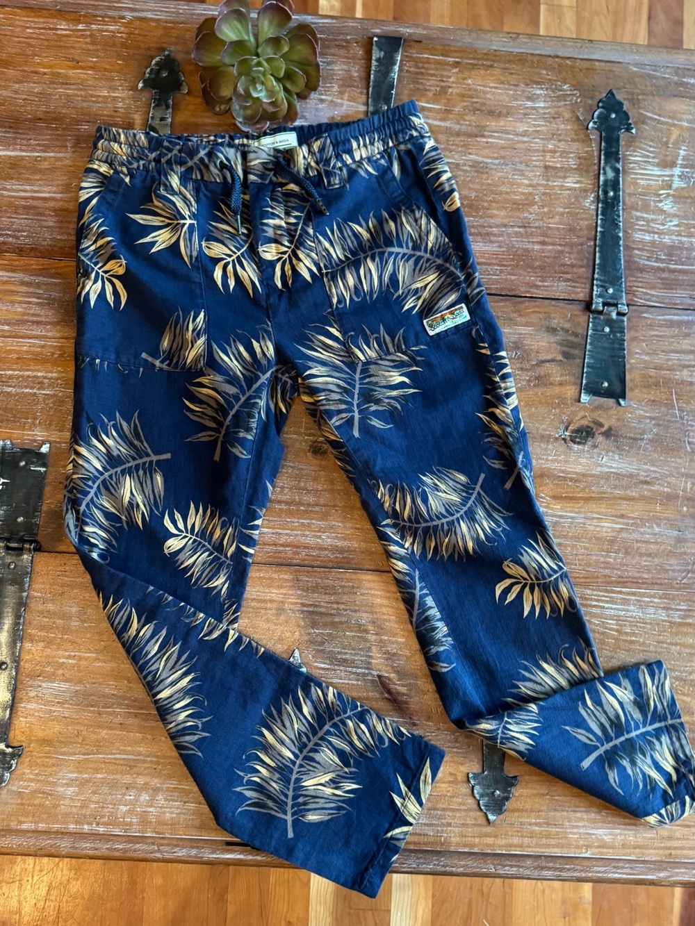 Boys Navy Tropical Print Lounge Pants by Scotch & Soda